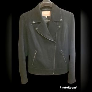Jacket Black Coat Banana Republic medium Leather And Knit On The Sleeves EUC